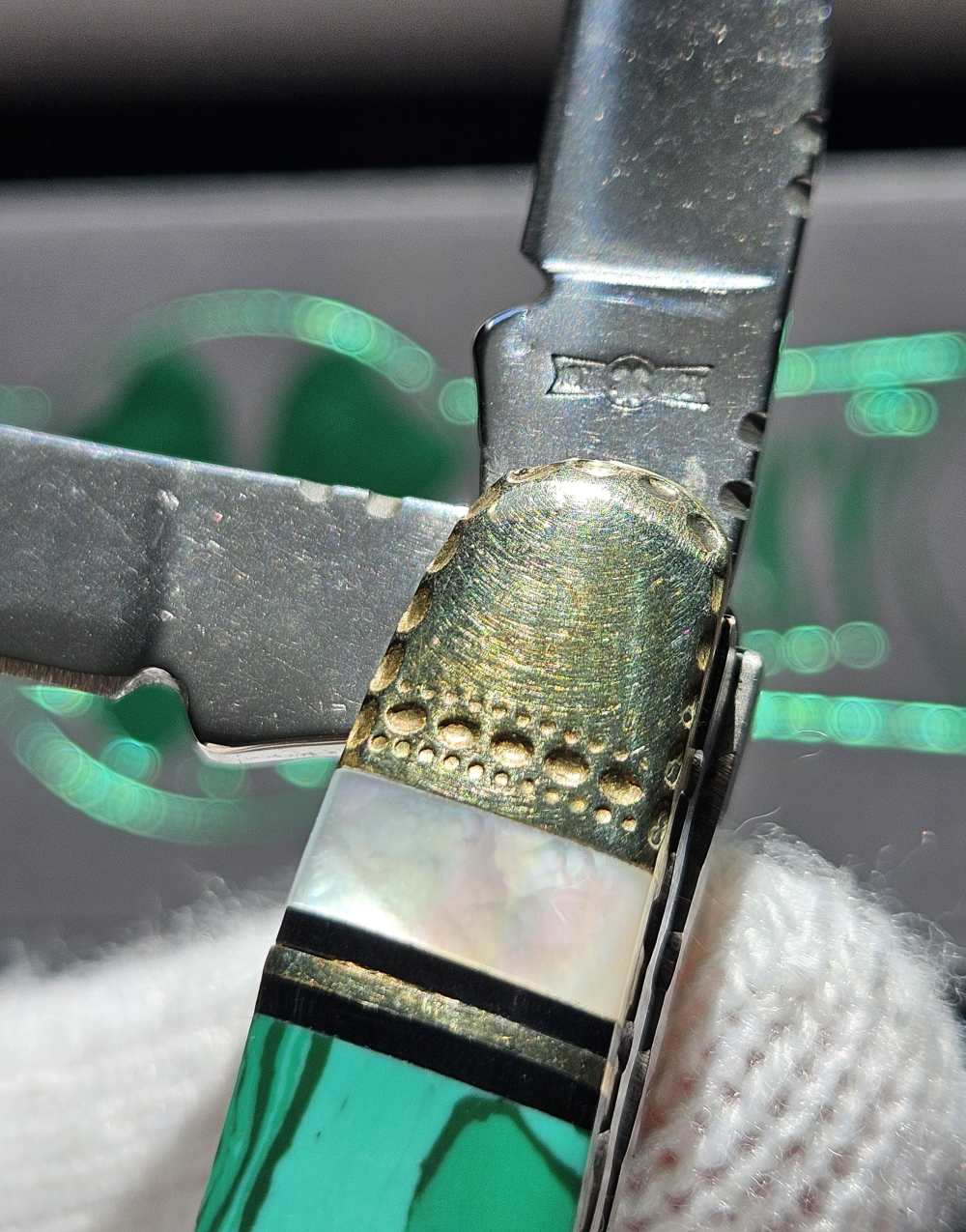 Uncle Lucky Green Turquoise & Mother of Pearl Range Rider knife UL-114G/MOP-img-3