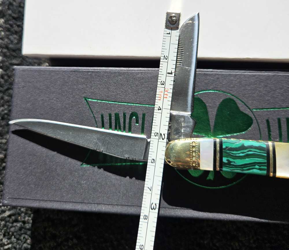 Uncle Lucky Green Turquoise & Mother of Pearl Range Rider knife UL-114G/MOP-img-6