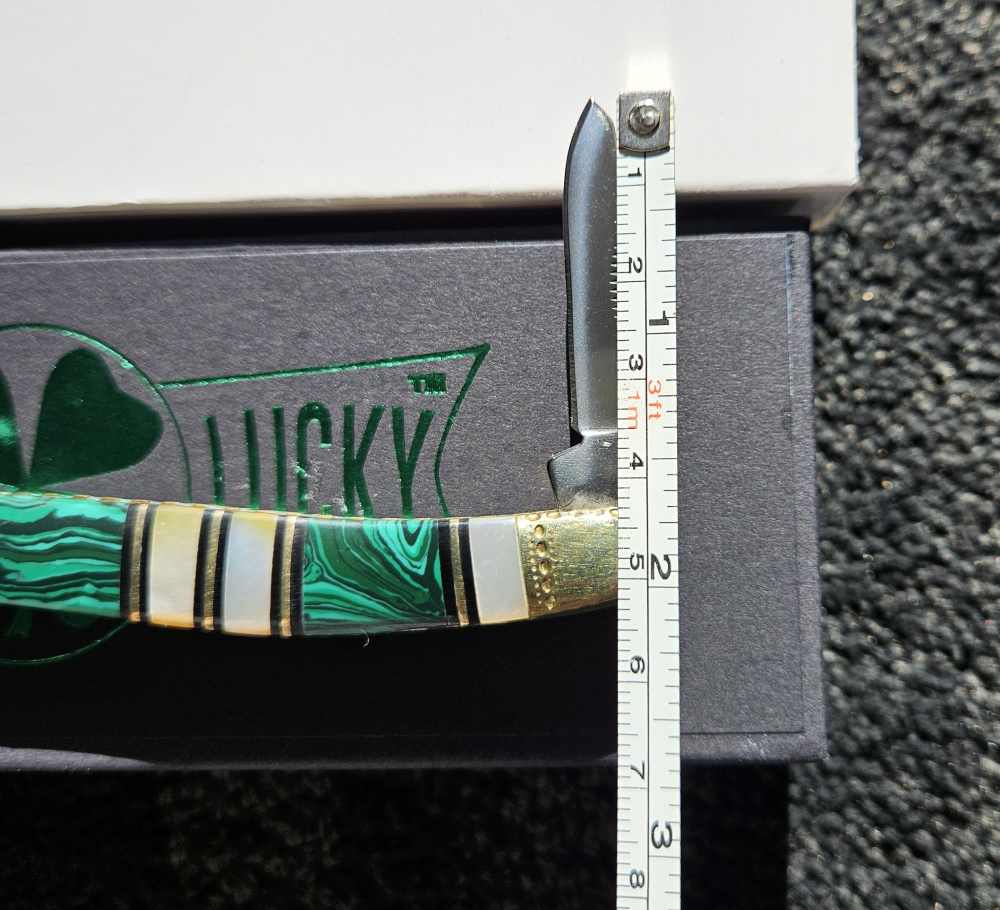 Uncle Lucky Green Turquoise & Mother of Pearl Range Rider knife UL-114G/MOP-img-7