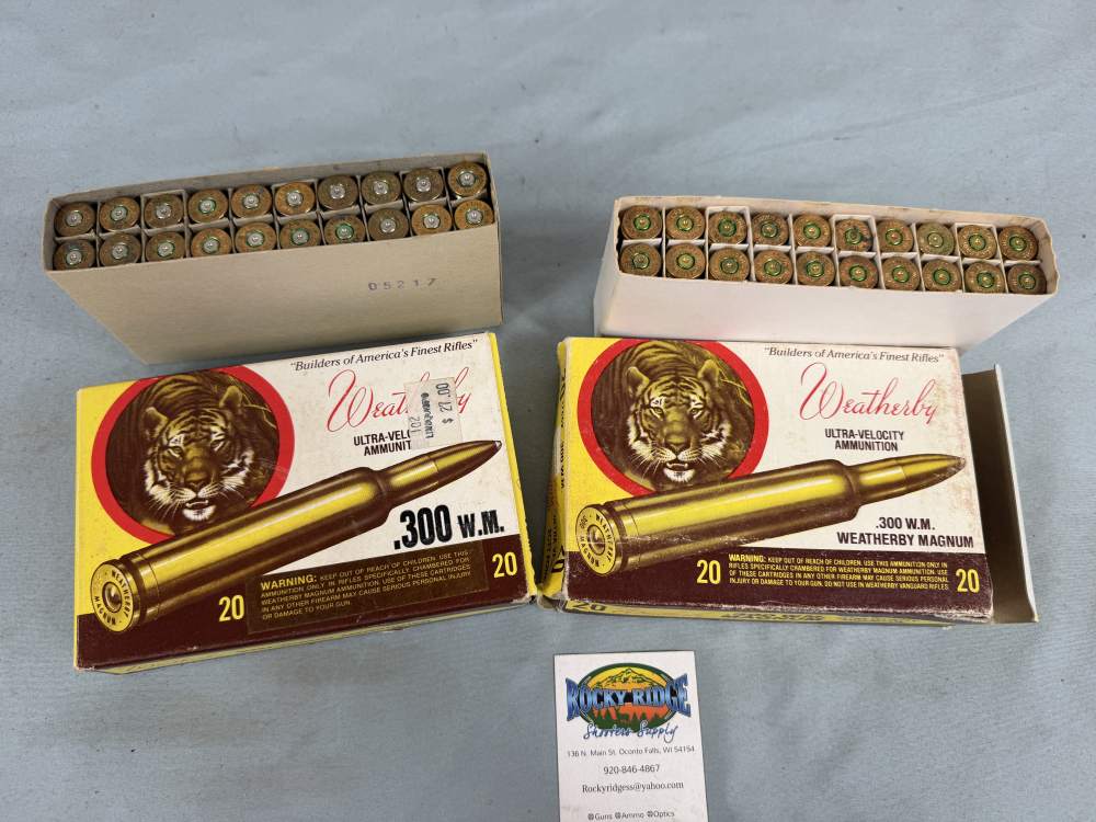 Two Different Vintage Weatherby Tiger Boxes 300 Wby Mag Brass (ka2)-img-3