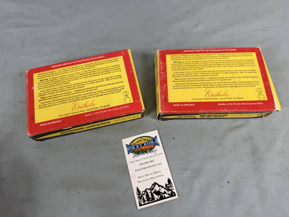 Two Different Vintage Weatherby Tiger Boxes 300 Wby Mag Brass (ka2)-img-1