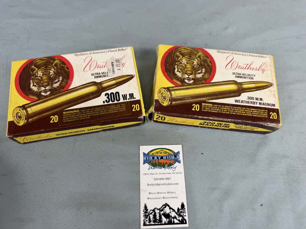 Two Different Vintage Weatherby Tiger Boxes 300 Wby Mag Brass (ka2)-img-0