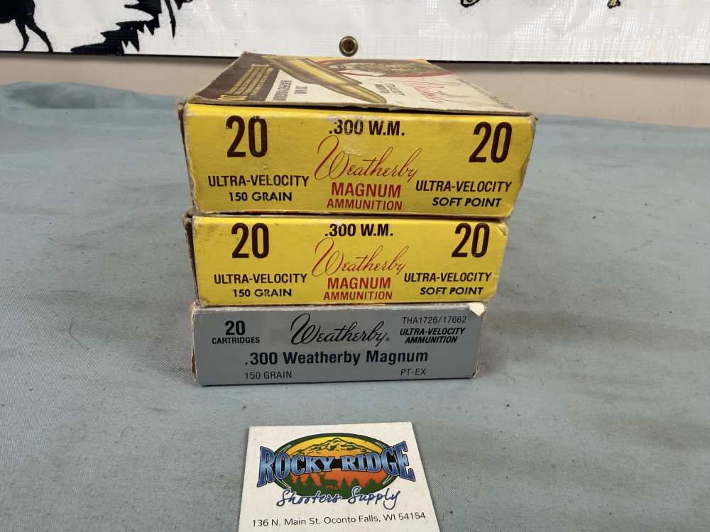 Three Vintage Weatherby Boxes 300 Wby Mag Brass + Ammo (ka3)-img-1