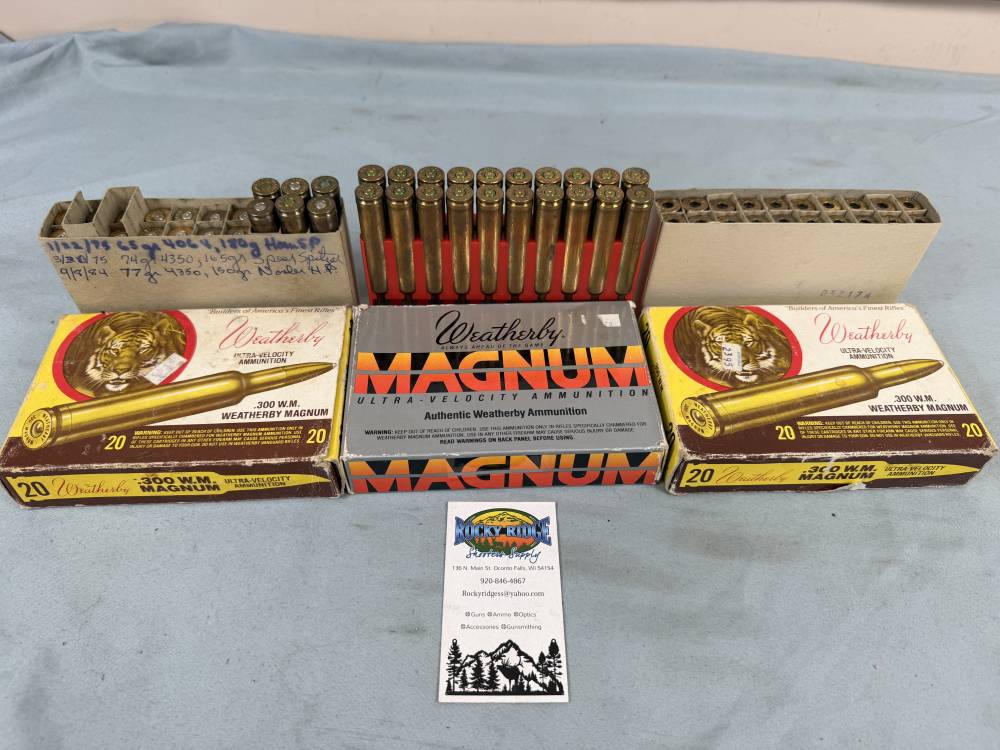 Three Vintage Weatherby Boxes 300 Wby Mag Brass + Ammo (ka3)-img-3