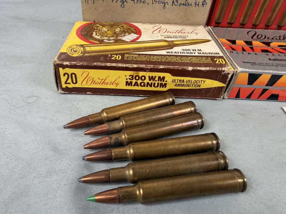 Three Vintage Weatherby Boxes 300 Wby Mag Brass + Ammo (ka3)-img-7