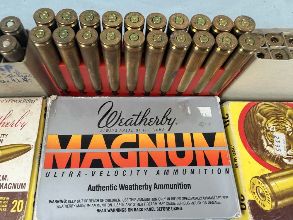 Three Vintage Weatherby Boxes 300 Wby Mag Brass + Ammo (ka3)-img-5