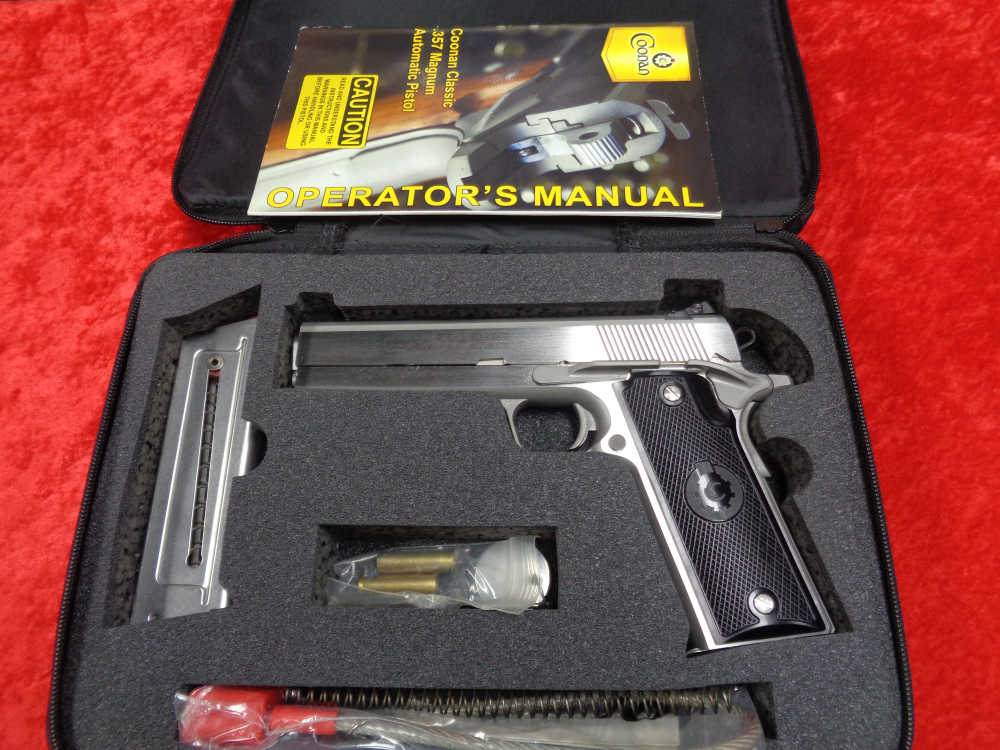 Coonan Classic Model 357 Magnum Stainless Steel 1911 2 Mag Case WE TRADE!-img-1