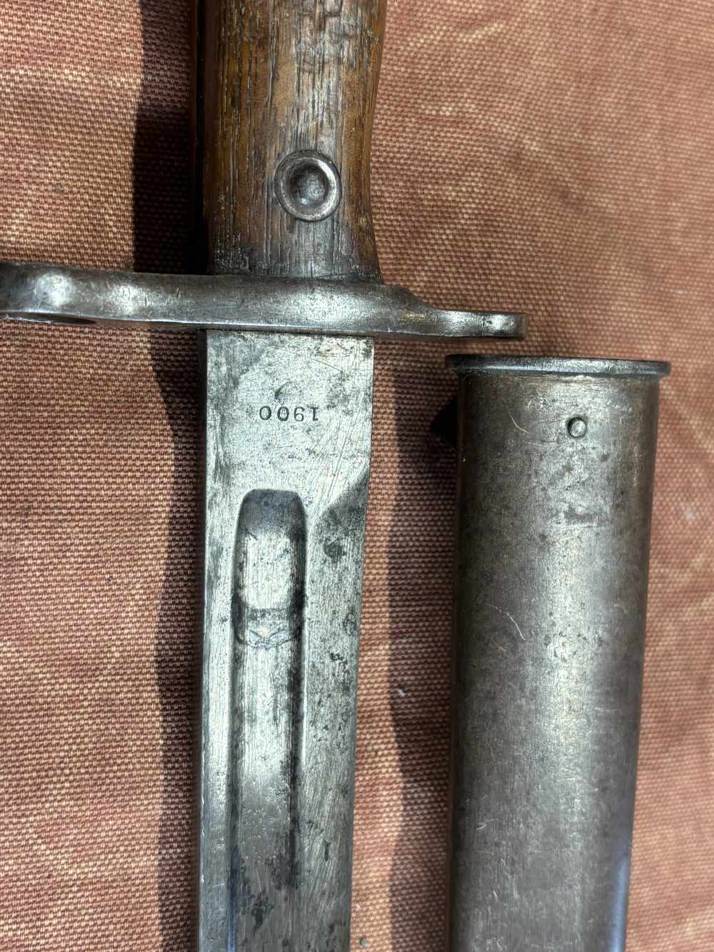 U.S. Krag Bayonet 1900 dated w/ scabbard.  #1771-img-2