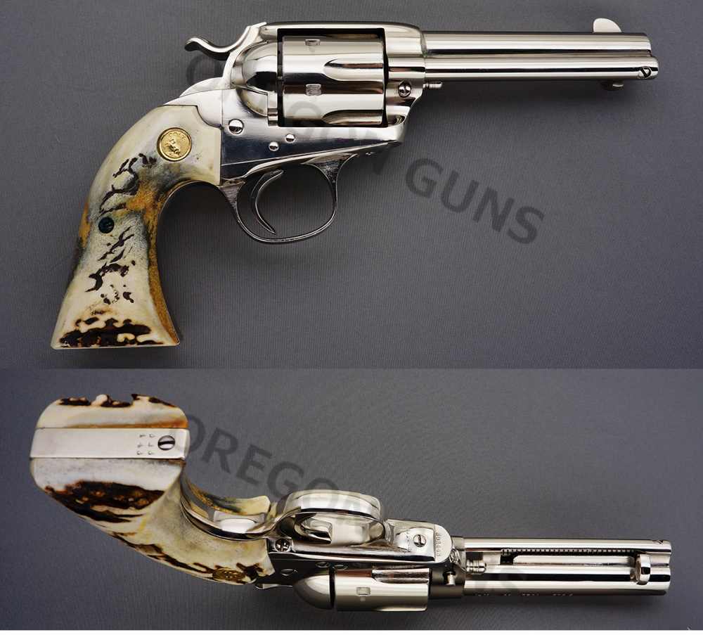COLT SAA BISLEY .38 WCF NICKEL STAG GRIPS DALE WISE CUSTOM MFG 1908 C&R OK-img-1