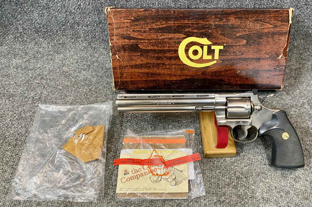 Colt Python Early 1980s 8 Inch in E Nickel Collector Grade with box -img-0