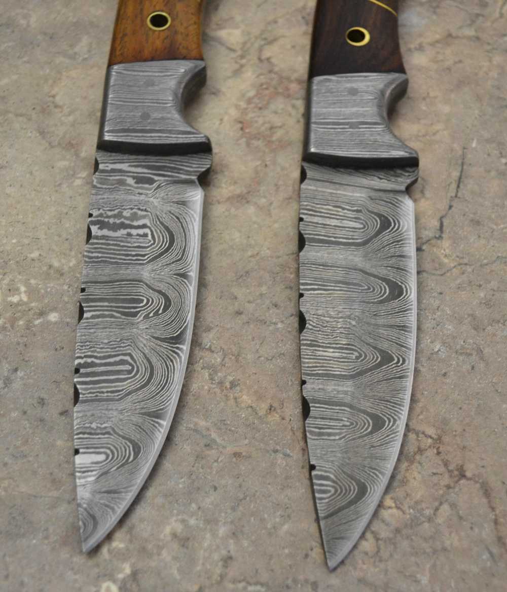  Custom Made Damascus Steel Set of 2 Hunting Knives Walnut Handle (LT 09)-img-2