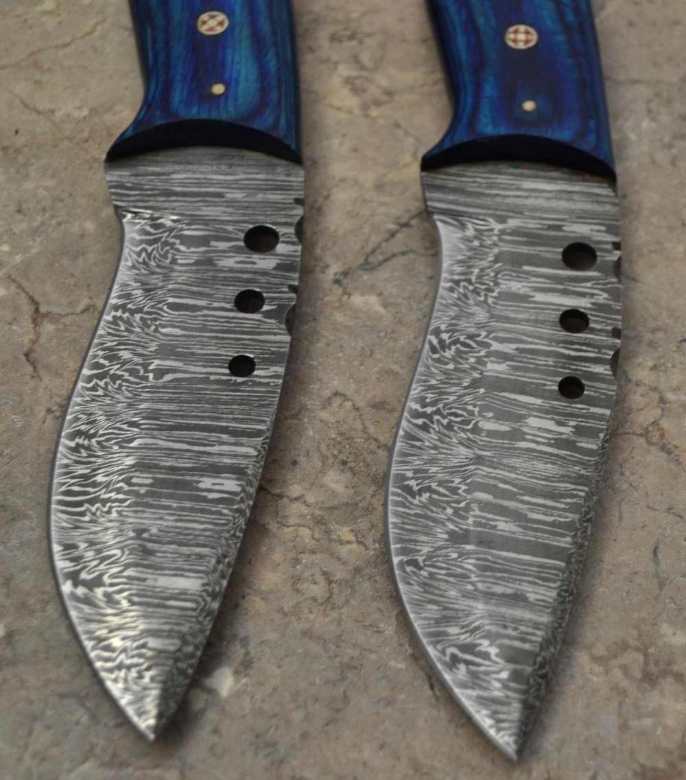 Custom Made Damascus Steel Set of 2 Hunting Knives with Mix Handle (LT 12)-img-5