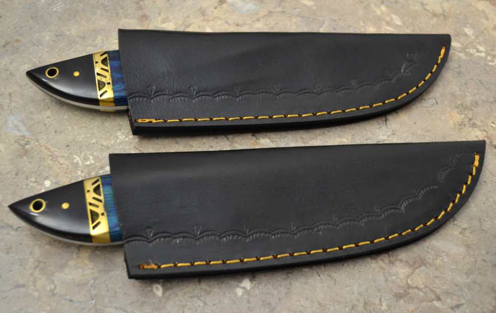 Custom Made Damascus Steel Set of 2 Hunting Knives with Mix Handle (LT 12)-img-7