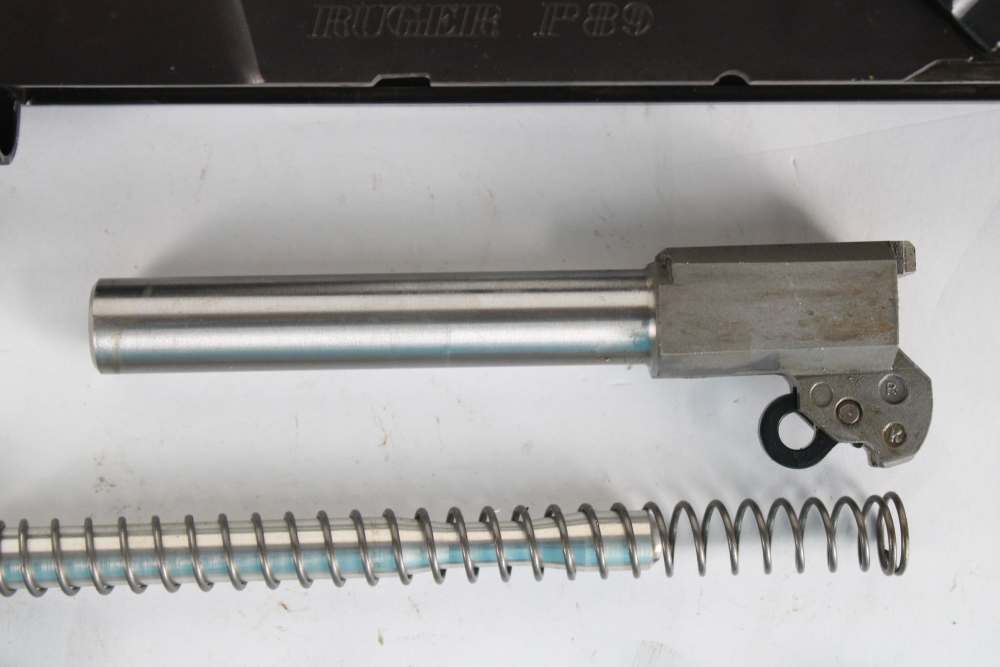 RUGER P89 9MM BLUED PISTOL PARTS LOT – SLIDE BARREL GRIPS & INTERNALS-img-6