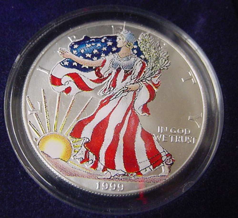 1999 American Silver Dollar Eagle Colorized 5-10-img-0