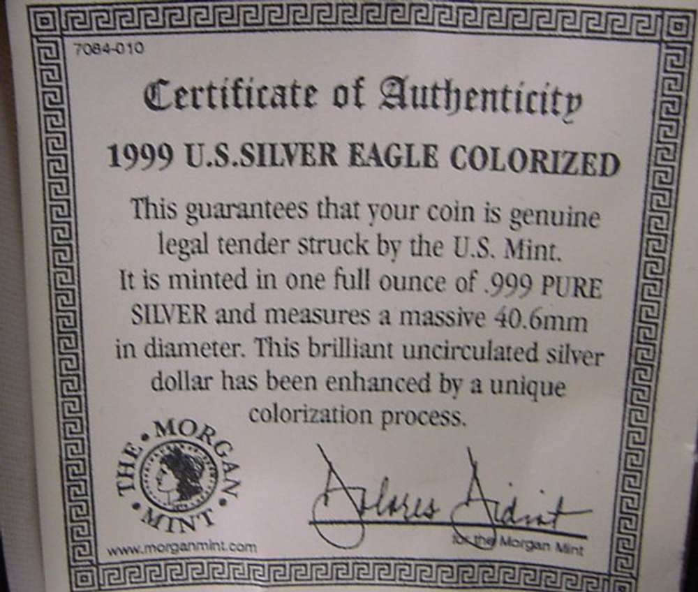 1999 US Colorized Silver Eagle  Dollar -img-1
