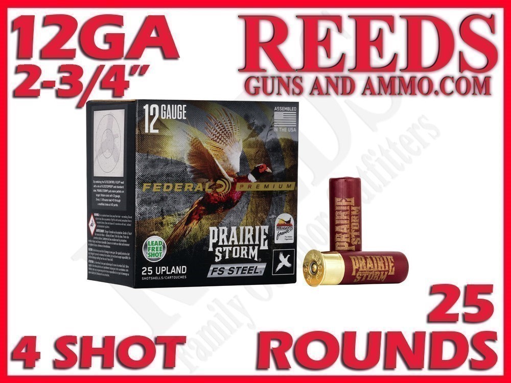 Federal 12 Ga Prairie Storm FS Steel 2-3/4in 1-1/8oz 4 Shot 25rds-img-0