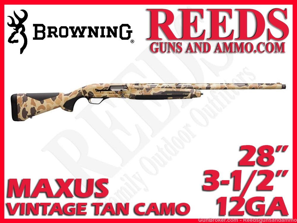 Browning Maxus II Vintage Tan Camo 12 Ga 3-1/2in 28in 011740204-img-0