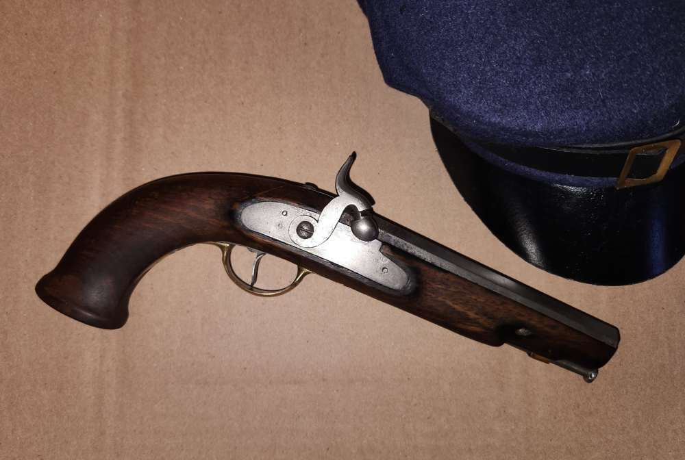 Unmarked Percussion Cap Pistol, Octagon Barrel, Brass Furniture, .36 cal-img-0