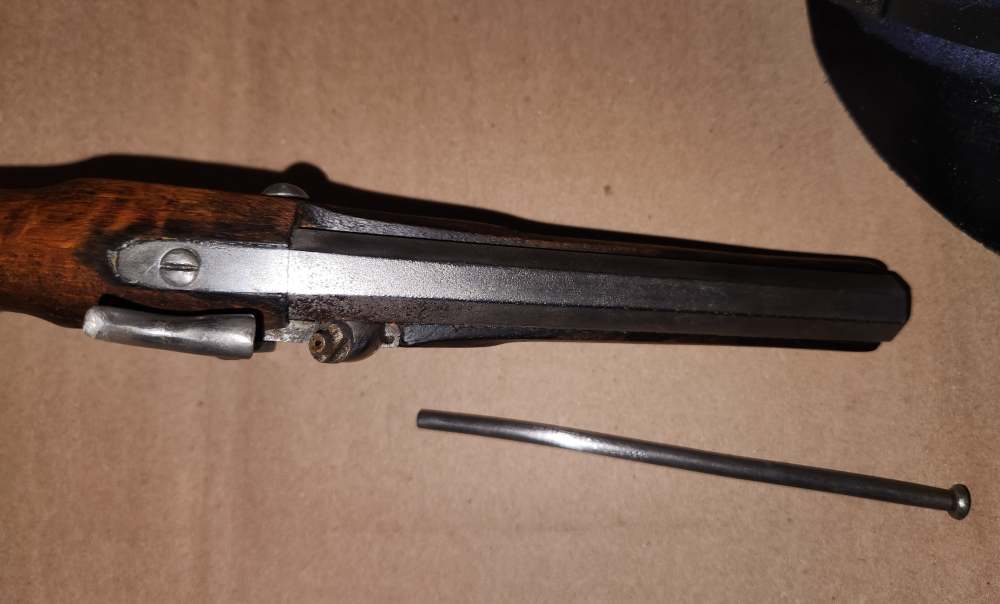 Unmarked Percussion Cap Pistol, Octagon Barrel, Brass Furniture, .36 cal-img-3