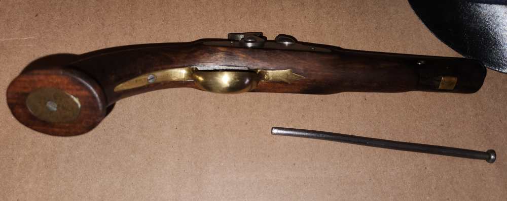 Unmarked Percussion Cap Pistol, Octagon Barrel, Brass Furniture, .36 cal-img-4