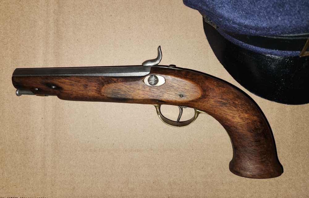 Unmarked Percussion Cap Pistol, Octagon Barrel, Brass Furniture, .36 cal-img-2
