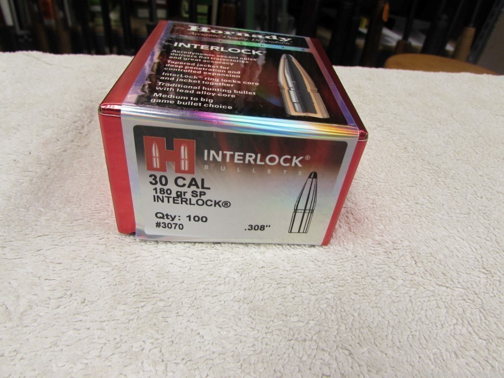 Hornady 30 cal 180 gr Interlick bullets #3070-img-0