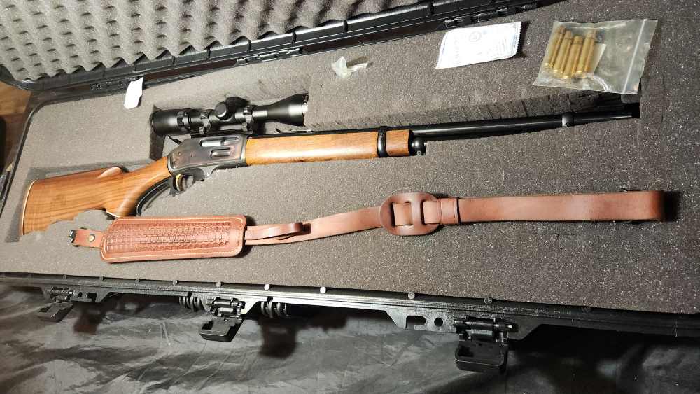1967 Marlin 336 RC in 35 Rem Pre Safety Custom Leather Sling and Ammo-img-0