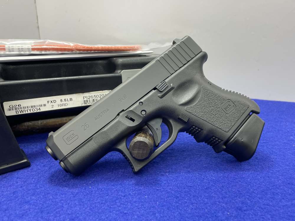 Glock G26 Gen 3 9mm 3.43" Blk *ULTRA-COMPACT CONCEALABLE SEMI-AUTOMATIC*-img-0