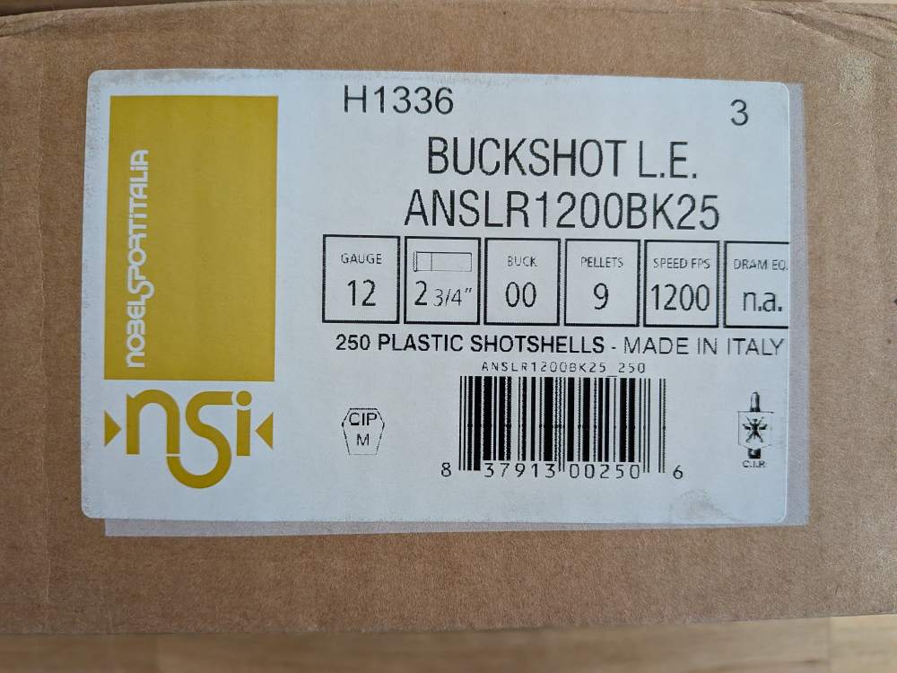 UNOPENED 250 Rounds 12GA Nobel Italia Low Recoil 00 Buckshot-img-0