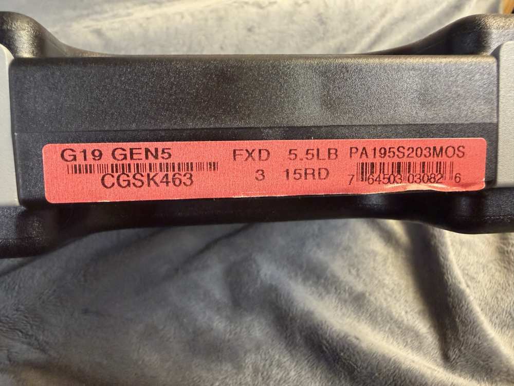 Glock 19 Gen5 MOS 9mm 4.02" Compact 15 Rd Penny Bid-img-5