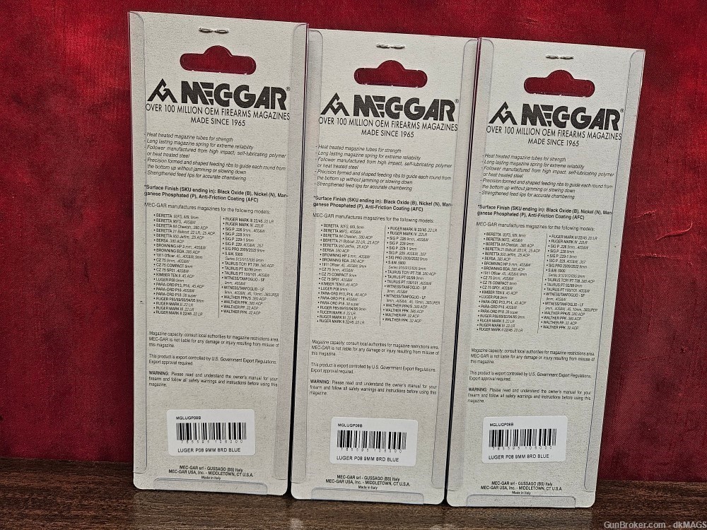 3 MecGar Luger P08 P-08 9mm 8rd Magazines Blued steel-img-1