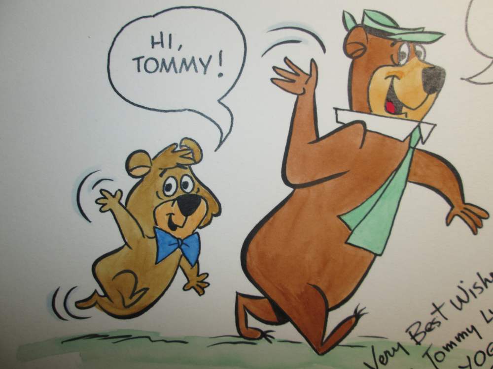 Original 8.5 X 6.5" Cartoon of Yogi Bear, Autographed by RAY DIRGO-img-1
