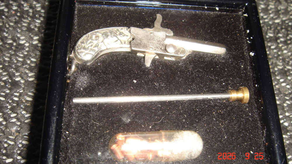 1930s FRANZ PHANNL 2MM PINFIRE  PISTOL W/ RARE BOAR GRIPS   -img-0
