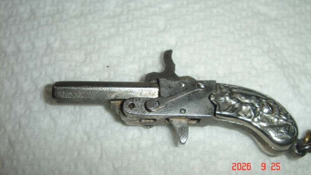 1930s FRANZ PHANNL 2MM PINFIRE  PISTOL W/ RARE BOAR GRIPS   -img-3