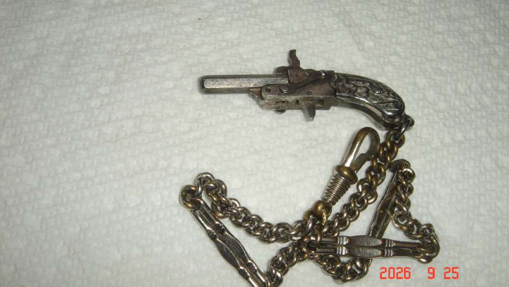 1930s FRANZ PHANNL 2MM PINFIRE  PISTOL W/ RARE BOAR GRIPS   -img-8