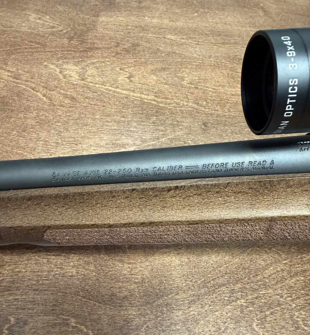 SAVAGE AXIS II XP .22-250 REM 22INCH HARDWOOD STOCK W/ 3-9X40 SCOPE-img-6