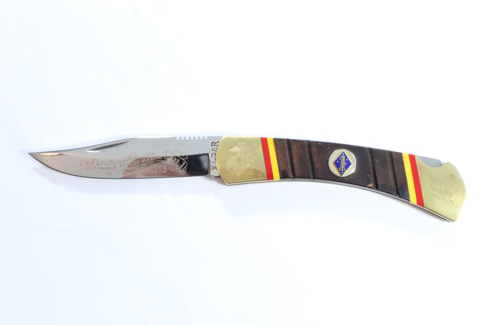 Vintage USMC The Leatherneck Ka-Bar Collection Folding Knife set-img-1