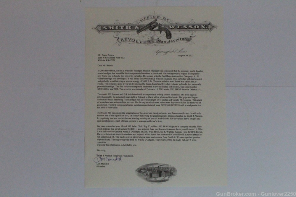 S&W Model 500 SAFARI CLUB "BIG 5" Commemorative 1 of 5 .500 S&W Mag SCI-img-19