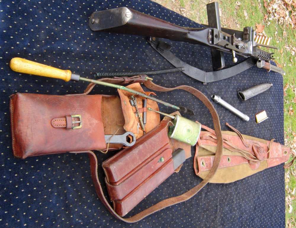 Steyr-Solothurn MP34 parts kit  w/Barrel, sheath, 3 Mags, &Tools in leather-img-15