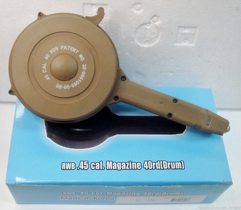 Glock Model 21 or 30 ,45 acp 40 round New Desert TAN Rotary Drum mag Korean-img-0