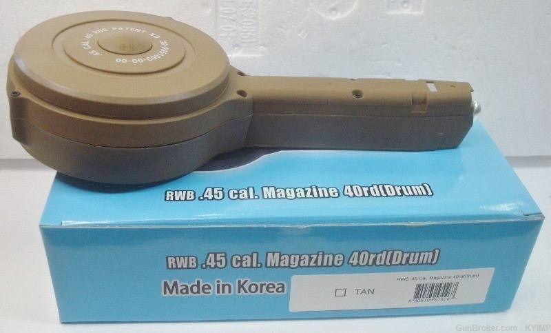 Glock Model 21 or 30 ,45 acp 40 round New Desert TAN Rotary Drum mag Korean-img-3
