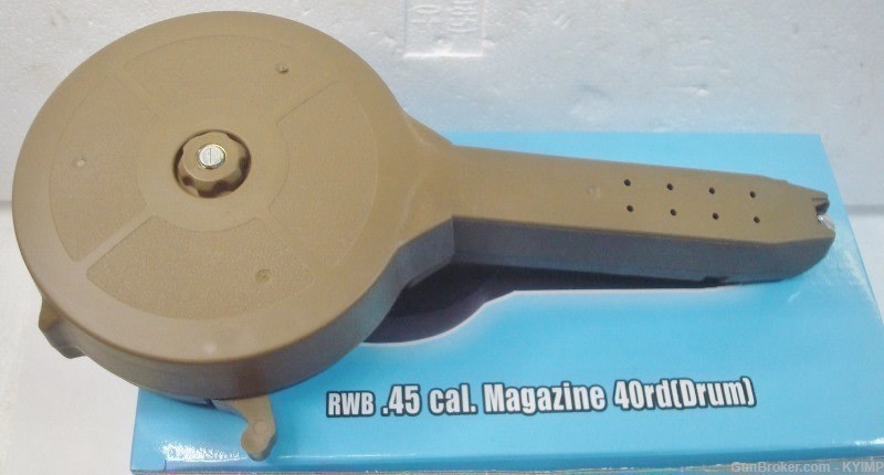 Glock Model 21 or 30 ,45 acp 40 round New Desert TAN Rotary Drum mag Korean-img-5