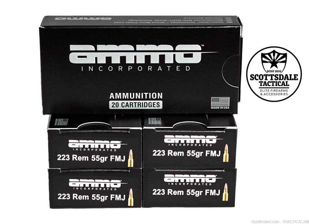 Ammo Inc .223 Remington (5)-20 Rounds FMJ 55Gr-img-0