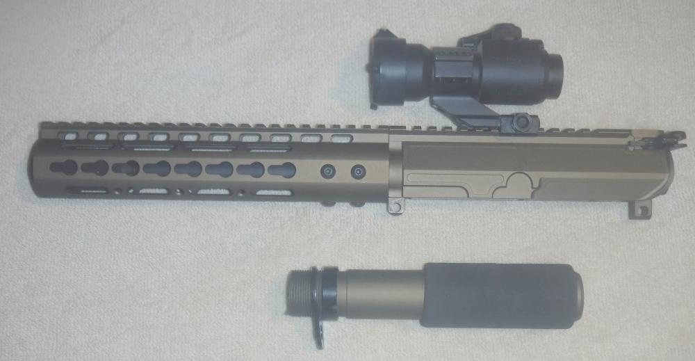 AR 9MM PISTOL UPPER W/ AIMPOINT 2 COMP RED DOT.  EXC!-img-1