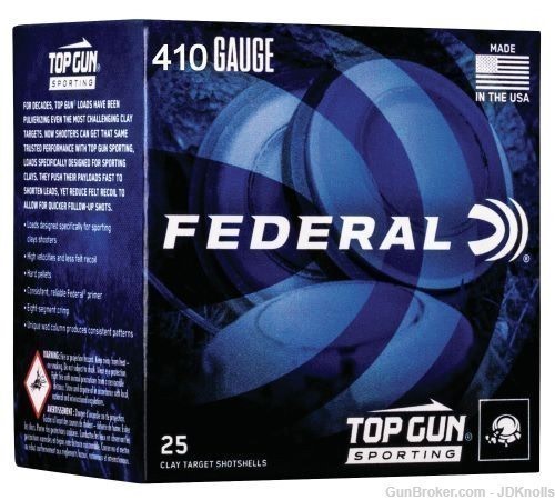  25 ROUNDS Federal Top Gun Sporting 410 GA 2-1/2" 1/2 oz 7.5 FAST Ship -img-0