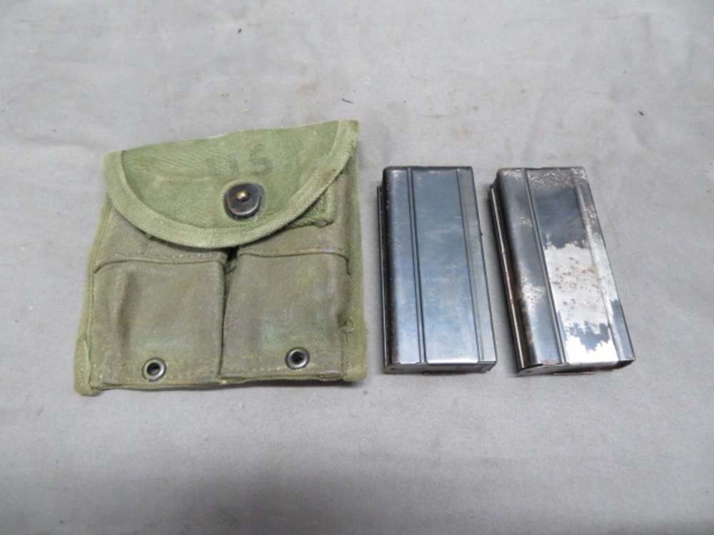 2 US MILITARY M1 CARBINE MAGAZINES W/ POUCH-BOTH WINCHESTER-img-0