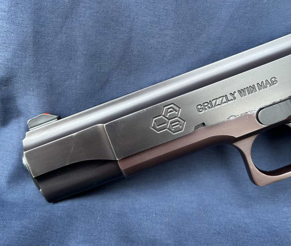 Two Tone LAR Grizzly Mark I .45 Win. Mag Serial #104 and NOS 357 Mag Kit -img-9