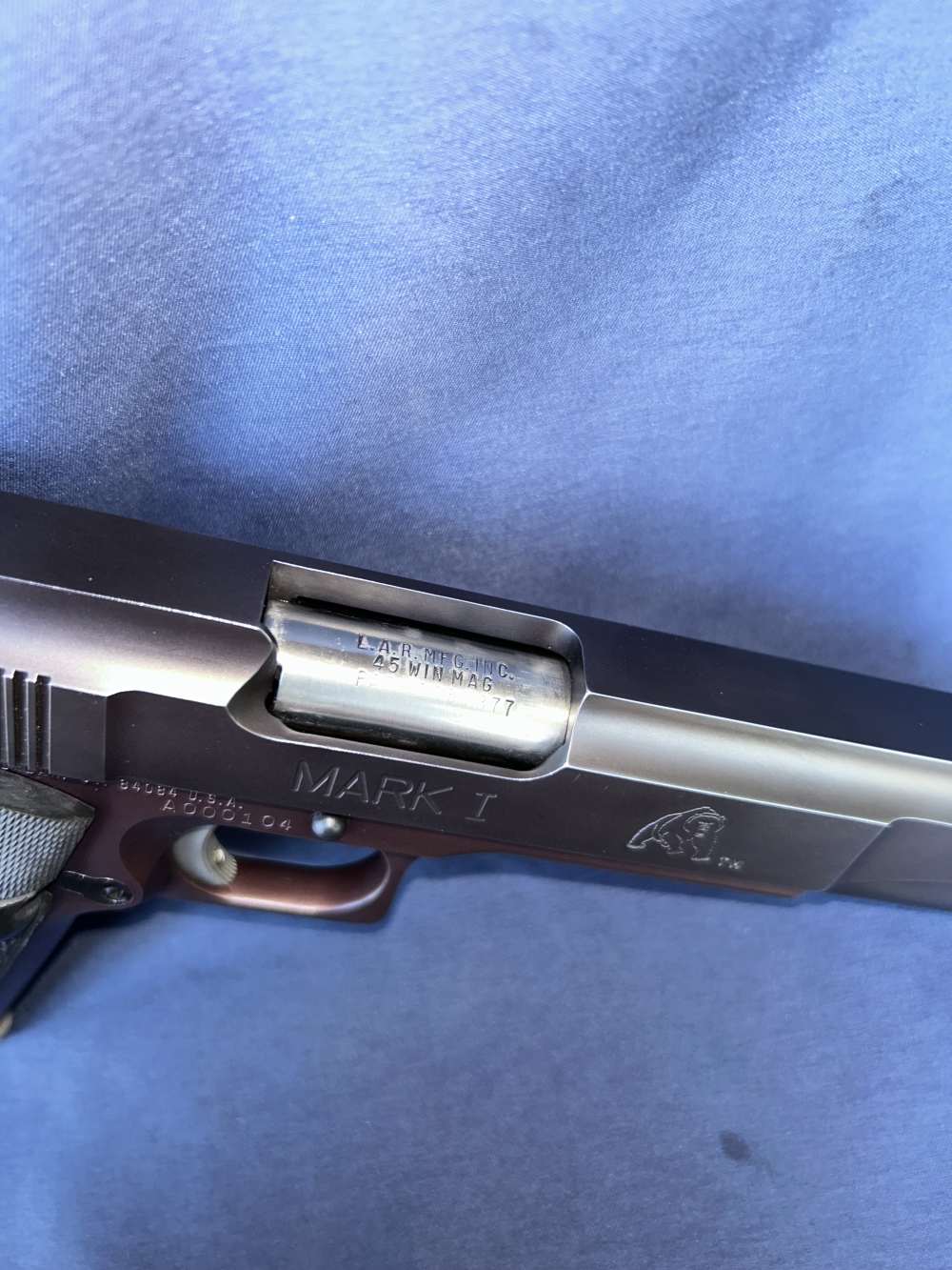 Two Tone LAR Grizzly Mark I .45 Win. Mag Serial #104 and NOS 357 Mag Kit -img-5