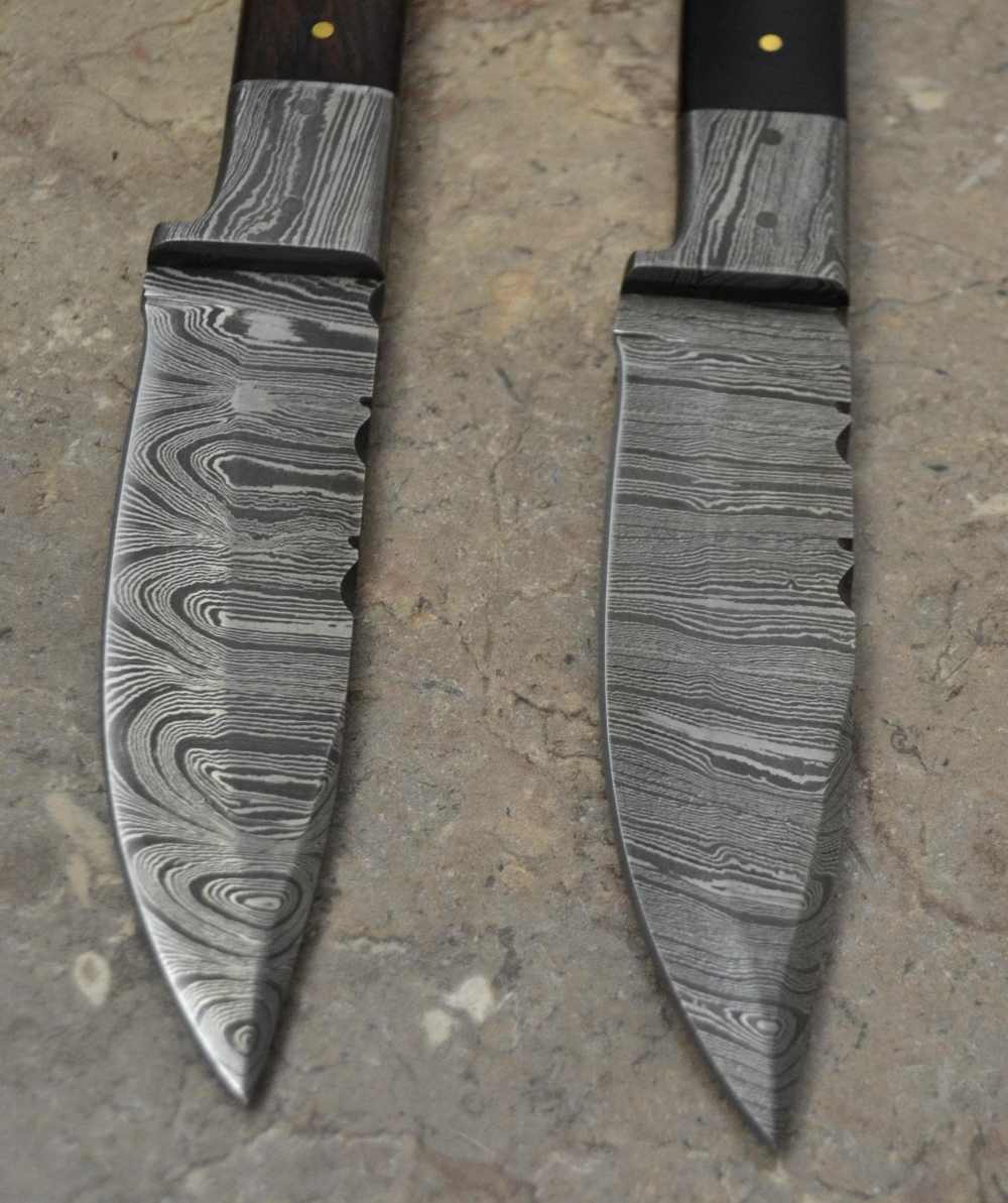 Custom Made Damascus Steel Set of 2 Hunting Knives with Mix Handle (LT 10)-img-5